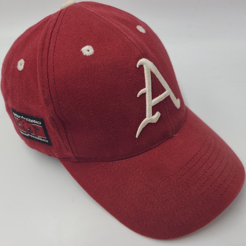 Vintage Arkansas Razorbacks Hat Adjustable Captivating Headgear Red White NCAA